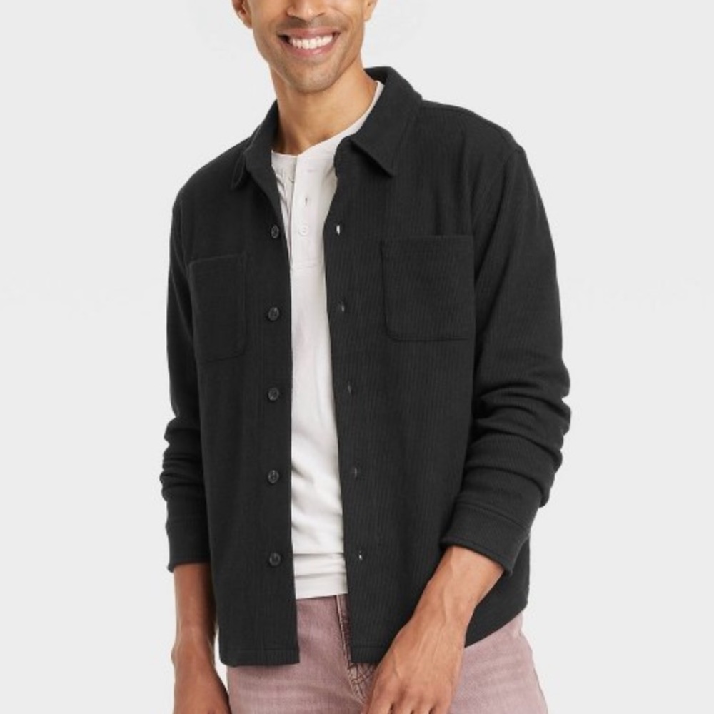 Mens knit black shirt jacket size medium Goodfellow and Co. NWT